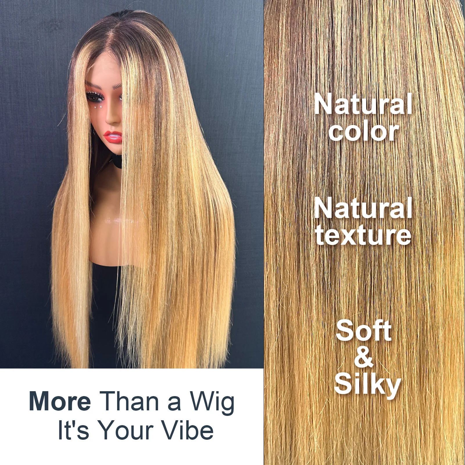 Hand-painted balayage wig — multi-tonal color