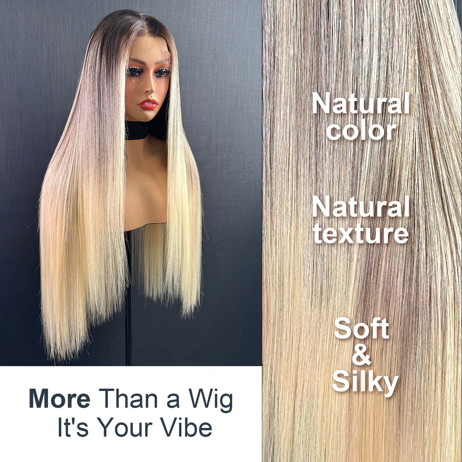 Balayage wig — warm brownish-gray hand-painted blend