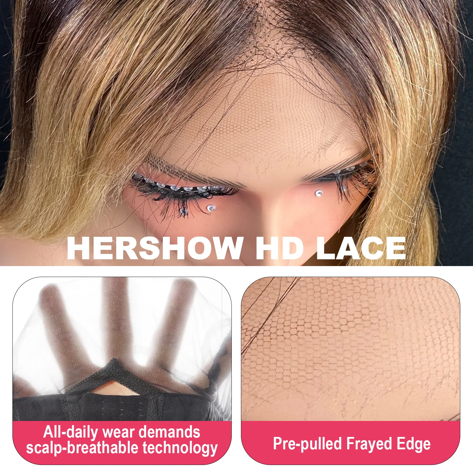 HD lace wig close-up — invisible hairline