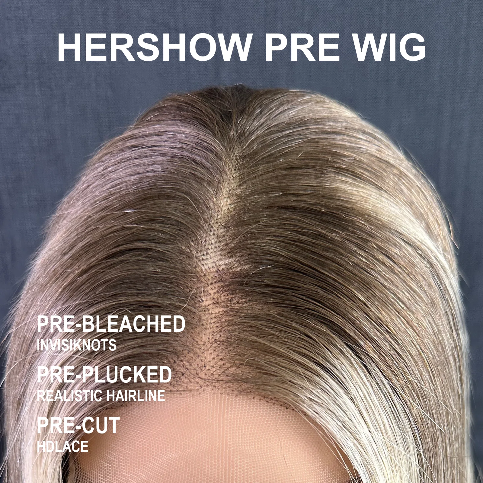 Balayage wig — cool ash-gray hand-colored tones