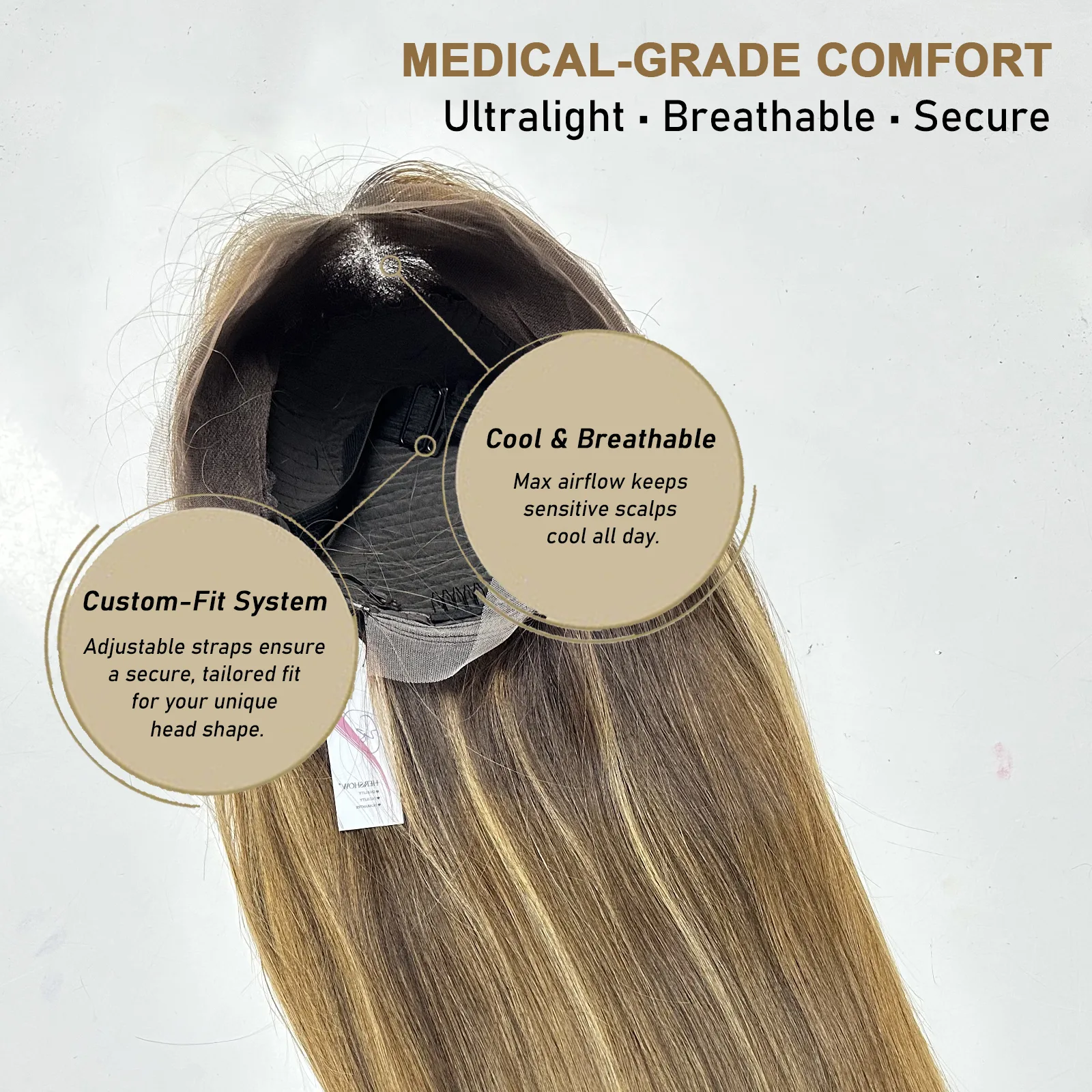 Medical-grade breathable wig cap — adjustable fit